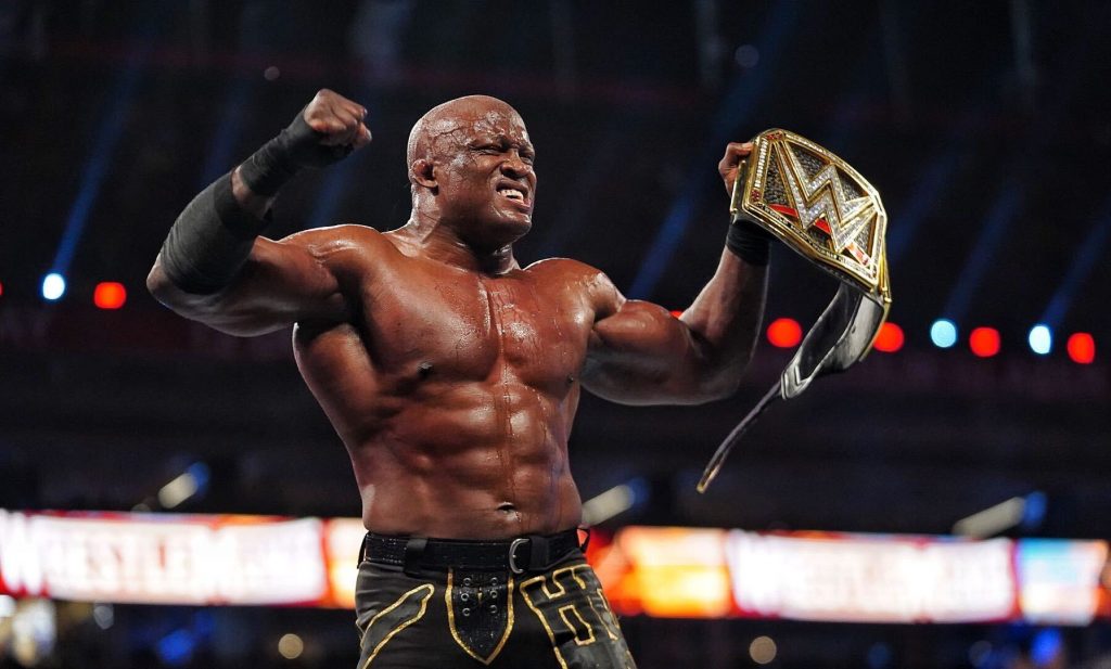 Bobby Lashley holds up WWE Championship