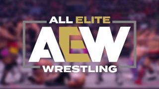 AEW logo over wrestling