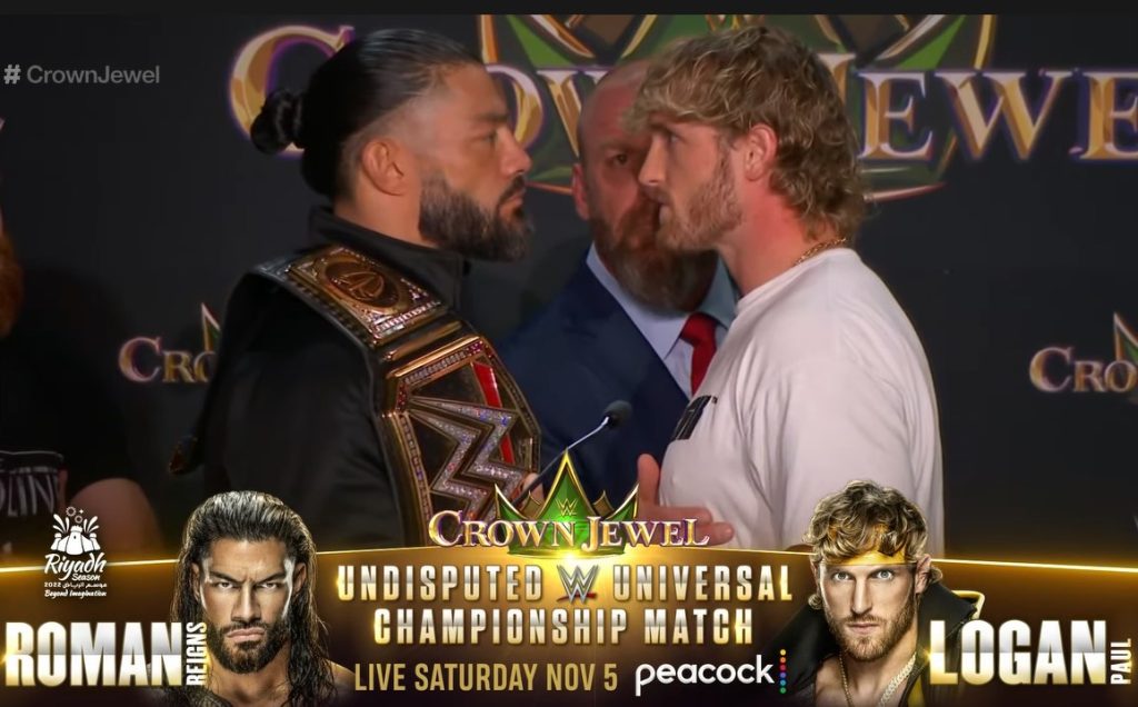 wwe crown jewel 2022 roman reigns logan paul