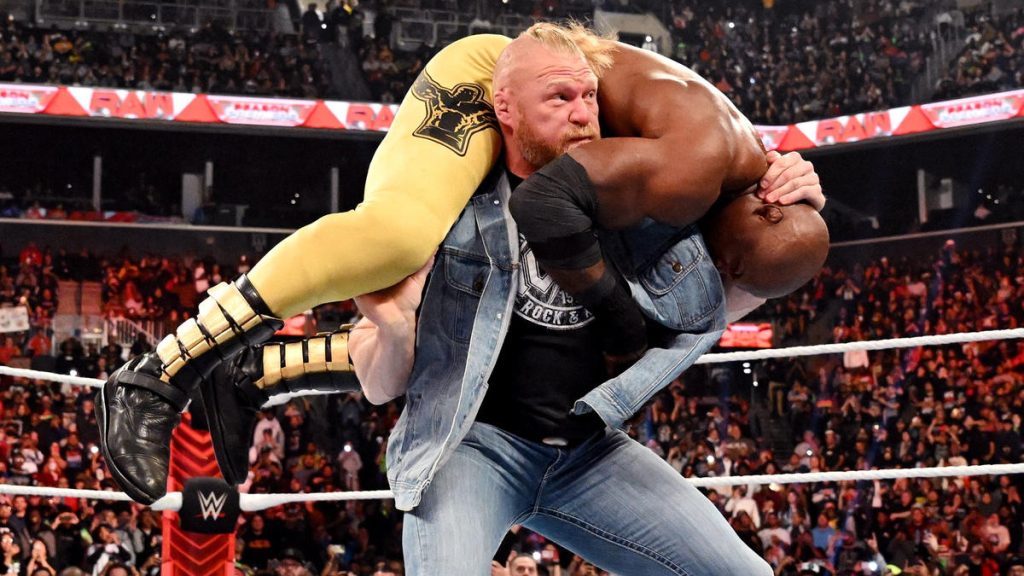 wwe brock lesnar f5 bobby lashley raw