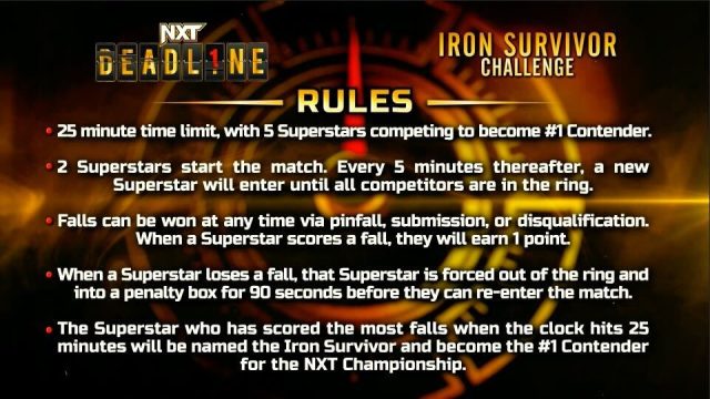 nxt iron survivor challenge rules