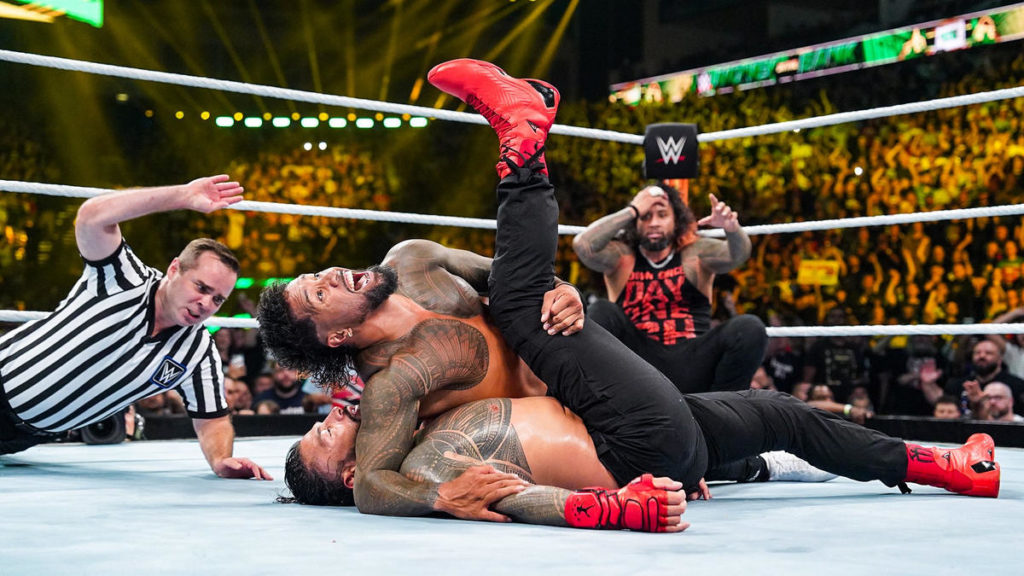 jey uso pins roman reigns jimmy
