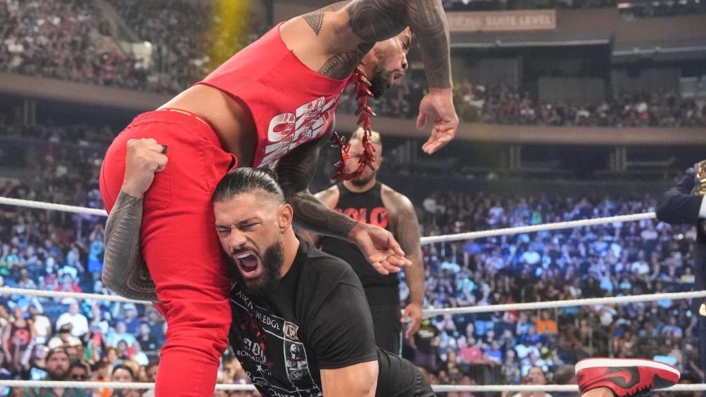 wwe roman reigns low blow jey uso