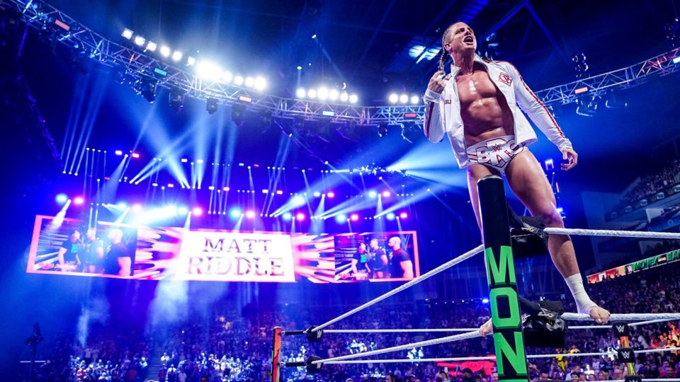 Matt Riddle making his entrance at WWE Money In The Bank 2023