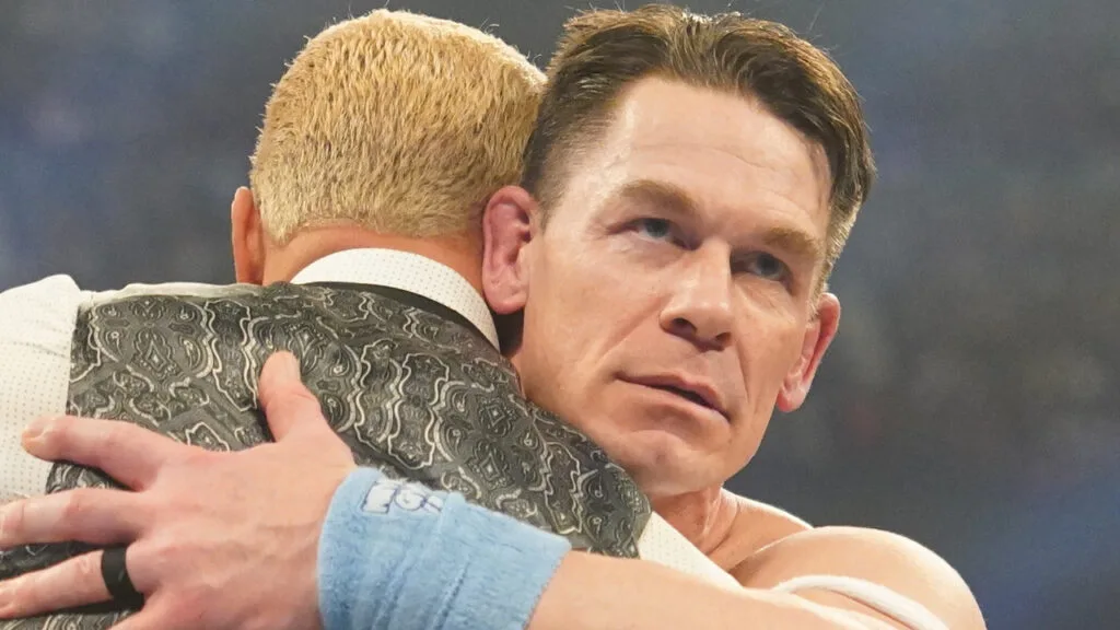 John Cena hugs Cody Rhodes
