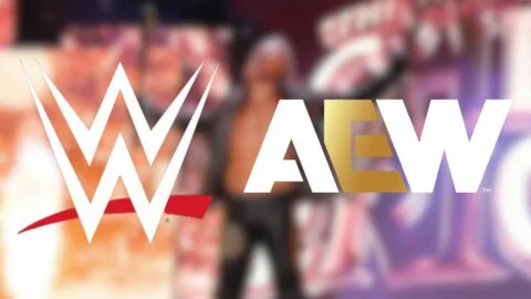 wwe aew logo over chris jericho
