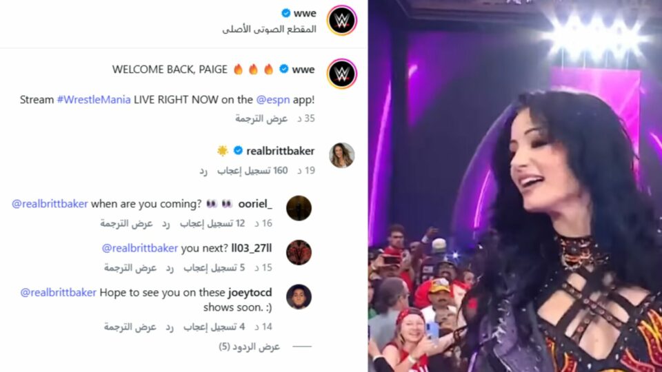 Britt Baker commented on Paige's WWE return (Image via Instagram/@WWE)